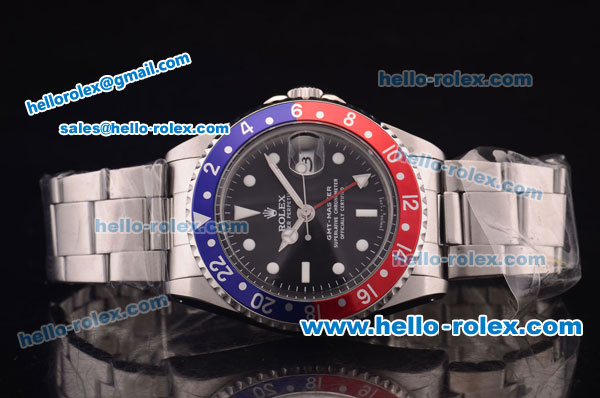 Rolex GMT Master Vintage Swiss ETA 2836 Automatic Full Steel and Blue/Red Bezel with Blue Dial and White Markers - Click Image to Close